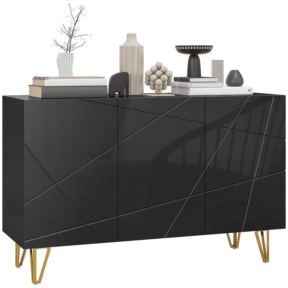 Freestanding Storage Cabinet with Adjustable Shelves for Living Room Black