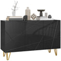 Freestanding Storage Cabinet with Adjustable Shelves for Living Room Black
