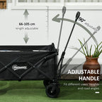 Foldable Garden Cart, Outdoor Utility Wagon with Carry Bag, Black