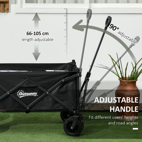 Foldable Garden Cart, Outdoor Utility Wagon with Carry Bag, Black