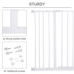 Dog Gate Pet Safety Gate Stair Barrier Pressure Fit Adjustable 76-82/86-97/101-107 cm, White