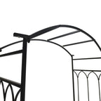 Garden Metal Arch Bench Outdoor 2-Seater Chair, Patio Rose Trellis Arbour Pergola for Climbing Plant Vintage Classic Black 115L x 50W x 203H cm
