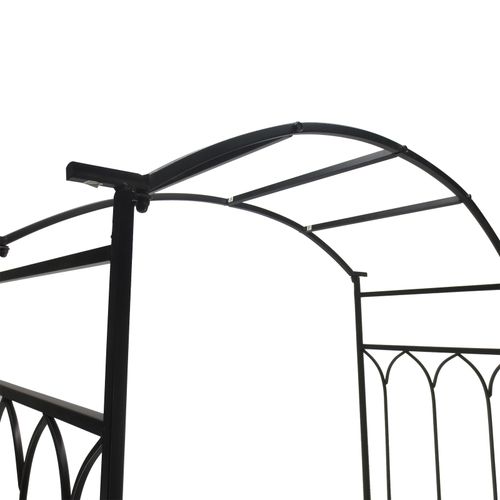 Garden Metal Arch Bench Outdoor 2-Seater Chair, Patio Rose Trellis Arbour Pergola for Climbing Plant Vintage Classic Black 115L x 50W x 203H cm