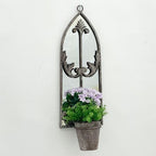 64cm RUSTY WALL MIRROR WITH SINGLE PLANTER