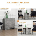 Rolling Drop Leaf Dining Table Folding Kitchen Table with Open Shelves