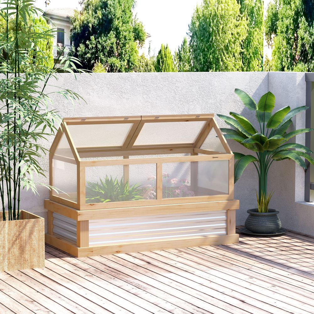 Raised Garden Bed with Greenhouse Top, 122x61x81.7cm, Natural Kit