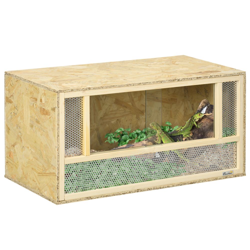 80cm Reptile Terrarium Vivarium w/ Glass Sliding Doors, Breathable Mesh