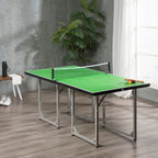 Tennis Table Ping Pong Foldable with Net Game Steel 182cm Indoor, Green