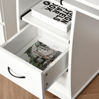 Modern White Computer Office Desk Workstation with Keyboard Tray and Drawer