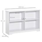 Simple Modern 4-Compartment Low Bookcase - Cube Display Office Shelf