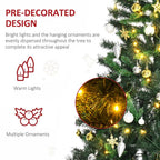 1.8m 6ft Pre-Lit Artificial Christmas Tree 200 LED Tree Decorative Balls Stand