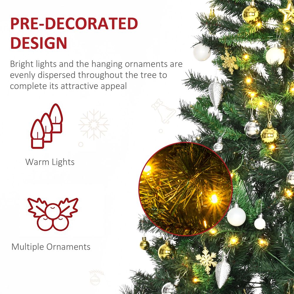 1.8m 6ft Pre-Lit Artificial Christmas Tree 200 LED Tree Decorative Balls Stand