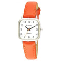 Ladies Cushion Shaped Brights Leather Strap Watch Orange