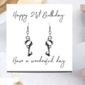 Silver Happy 21st Birthday Earrings & Message Card