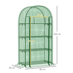 Portable Mini Greenhouse: 80x49x160cm, Steel Frame, PE Cover, Roll-Up Zip Door, Green
