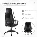 Mesh Back Office Chair - Adjustable Height & Padded Headrest - Comfortable - All Black