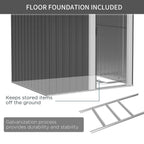 Outdoor Storage Shed, Sliding Door, Sloped Roof 152 x 132 x 188 cm, Grey