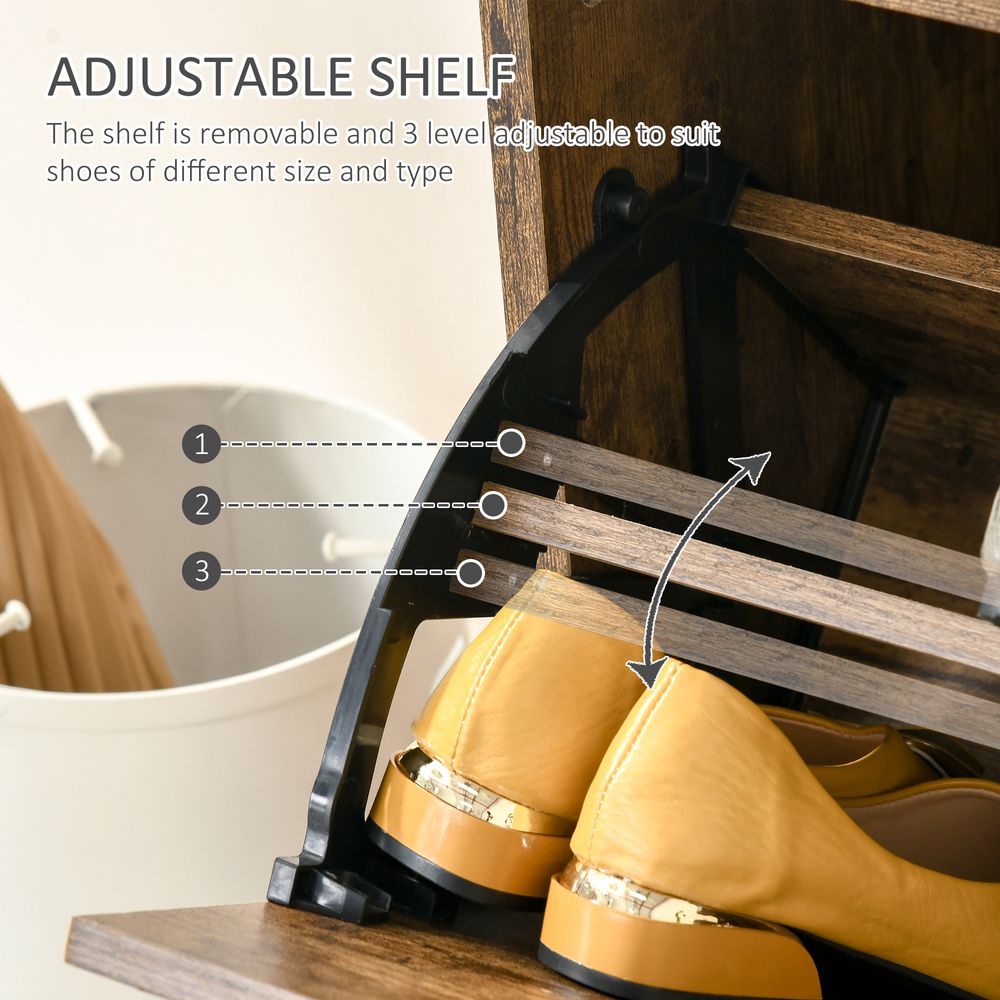 2 Drawer Shoe Cabinet Industrial Shoe Cupboard Flip Doors for Hallway