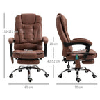 Relaxation Vintage Heated Massage Office Chair - 6 Vibration Points - Brown
