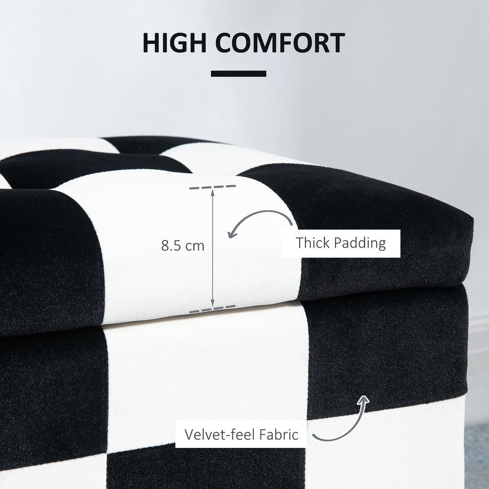 114cm Velvet Storage Ottoman: Button-tufted Footstool Box, Spacious and Stylish
