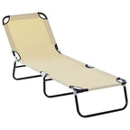 Reclining Lounge Chair with 3-Level Adjustable Backrest, Beige
