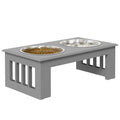 Raised Dog Bowls Pet Feeder Raised Elevated Stainless Steel Food Grey in Grey