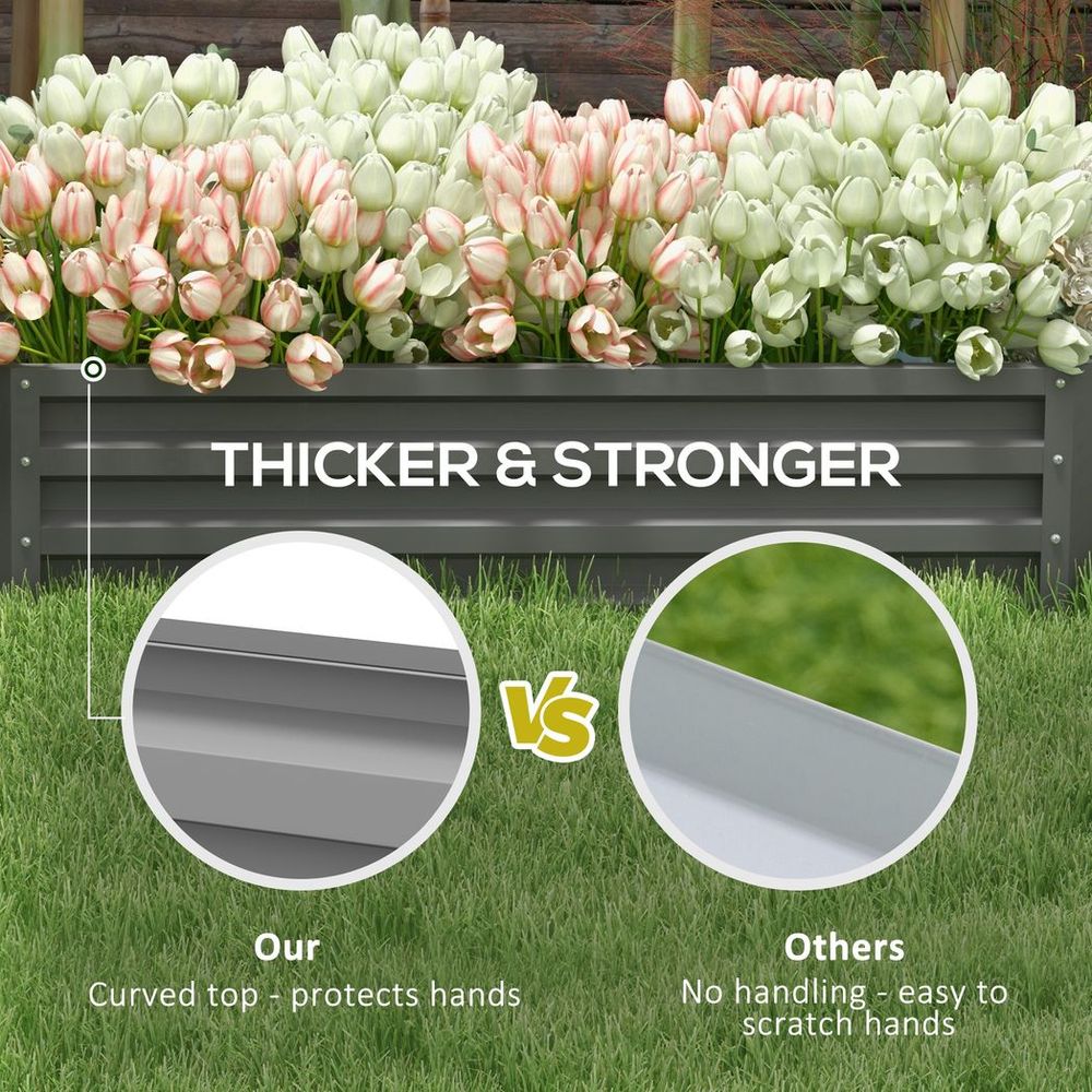 Raised Garden Bed - Elevated Planter Box for Flowers - Light Grey in Grey