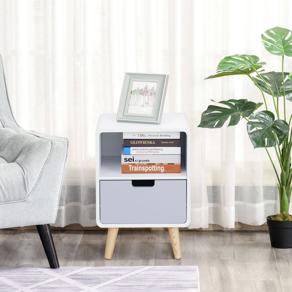 Scandi Nordic Style Bedside Table With Drawer: Classic, Sturdy, Extra Storage - for any Bedroom!