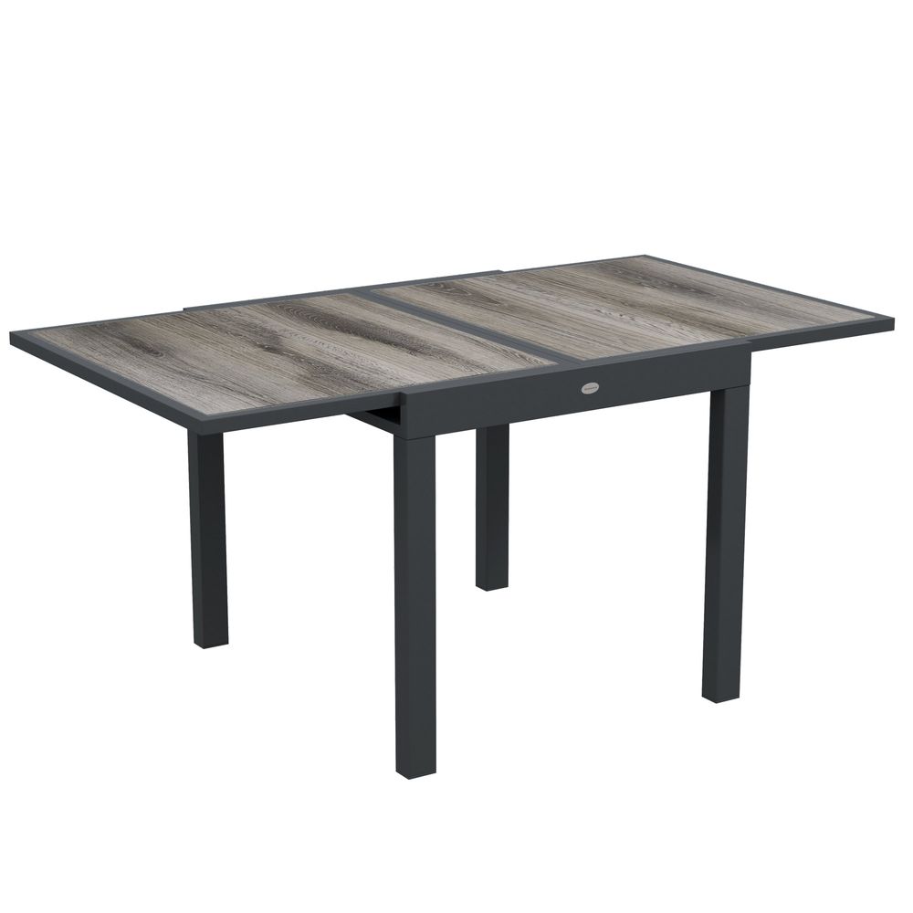 Extendable Outdoor Dining Table Aluminium Rectangle Patio Table Grey