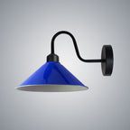 Navy Blue Wall Light Fixture,Black Wall Sconce E27 Base Socket Screw Type Wall Mounted Swan Neck Cone Shape Shade