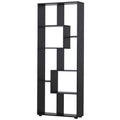 178cm 8-Shelf Bookcase Melamine Black Foot Pads - Multipurpose 8-Grid