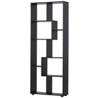 178cm 8-Shelf Bookcase Melamine Black Foot Pads - Multipurpose 8-Grid