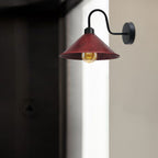Rustic Red Wall Light Fixture, Black Wall Sconce E27 Base - Vintage Style, Dimmable, Hardwired, 3-Year