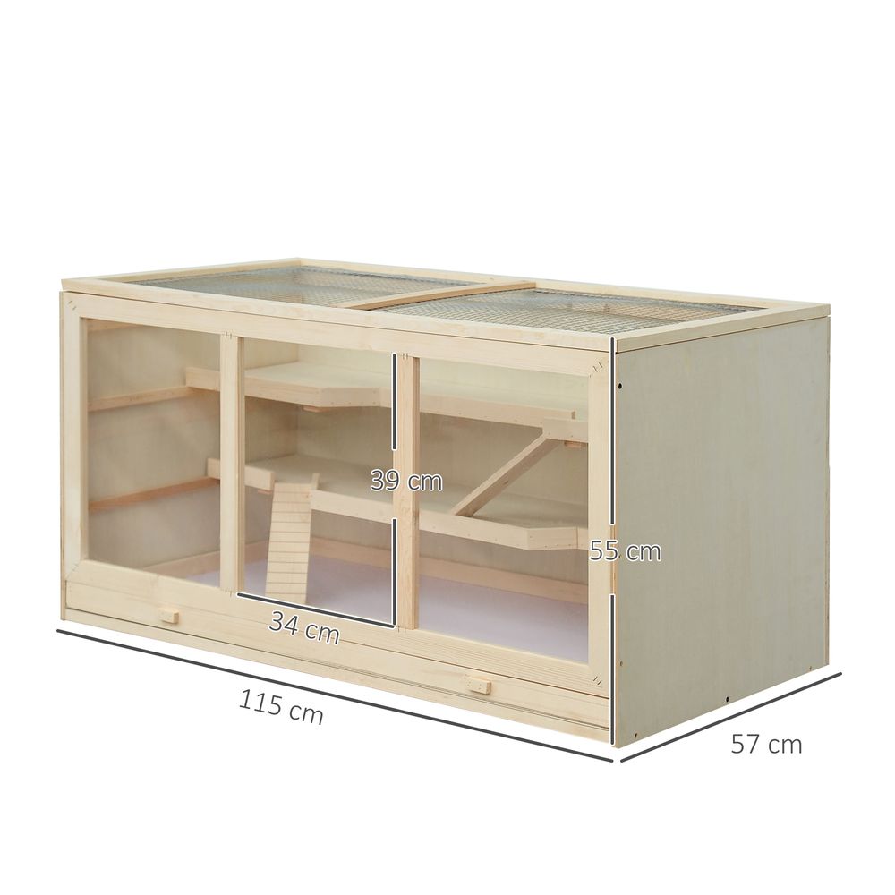 Wooden Large Hamster Cage Syrian Hamster Mouse Rats Mice Rodent Small Animals Hutch Exercise Play House Pen 115L x 57W x 55H(cm)
