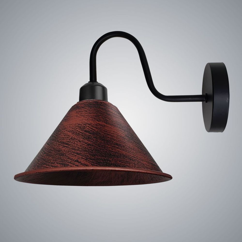 Rustic Red Vintage Wall Light Fixture Black Wall Sconce E27 Base Socket Screw Wall Mounted Swan Neck
