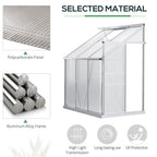 6 x 4ft Polycarbonate Greenhouse Aluminum Roof Vent, Rain Gutter Sliding Door