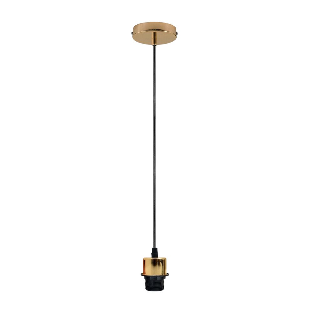 Industrial French Gold Pendant Light Fitting, Lampshade Addable E27 Lamp Holder UK Holder Fitting Set With PVC Cable. in Gold