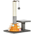 56cm Grey Cat Tree - Interactive Scratching Post with Toys