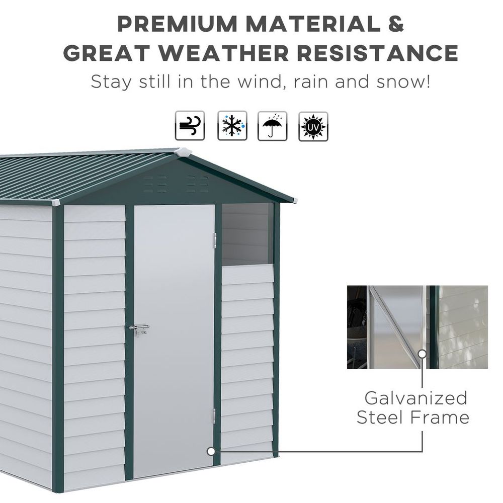 9x6 Galvanized Metal Garden Shed - Secure & Spacious Storage Solution for Backyard & Patio