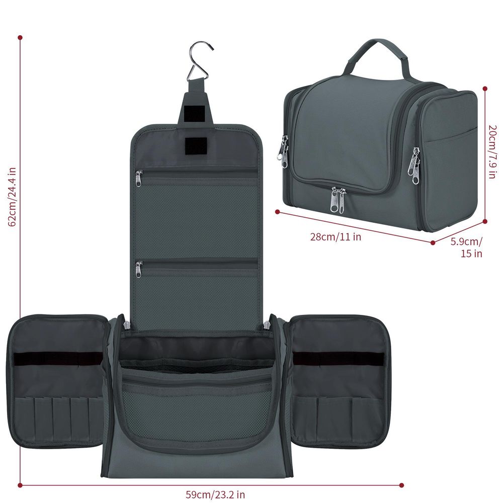 TOILETRY BAG - D.GREY - Travel Organizer with Multiple Compartments and Practical Design