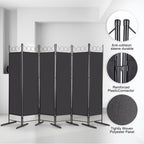 Steel Frame Folding Screen - Black, 6 Panels