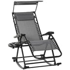 Folding Recliner Chair Outdoor Lounge Rocker Zero-Gravity Seat, Grey