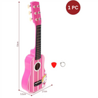 Wooden Pink Striped Guitar - Pretend Play Music Toy for Children - Ages 3+. & Interactive Gift for Kids!