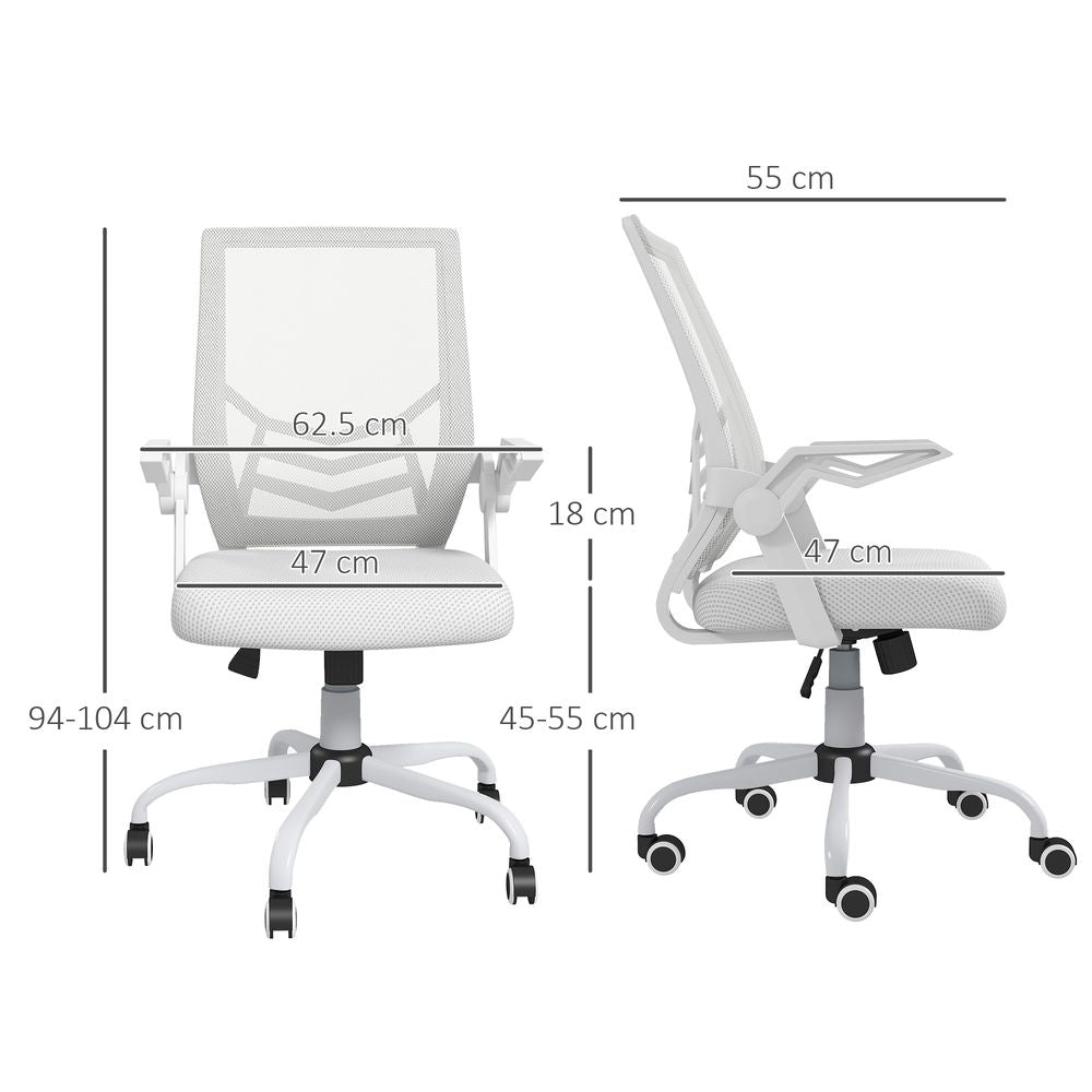 Mesh Swivel Office Chair Task Computer Chair w/ Lumbar Support, White