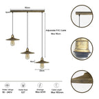 4 Head Vintage Industrial Brushed Brass Ceiling Pendant Easy Fit Light Metal 22cm Ceiling Lighting Shade
