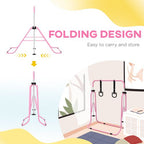 Adjustable Height Foldable Kids Gymnastics Bar with Non-Slip Mats, Pink