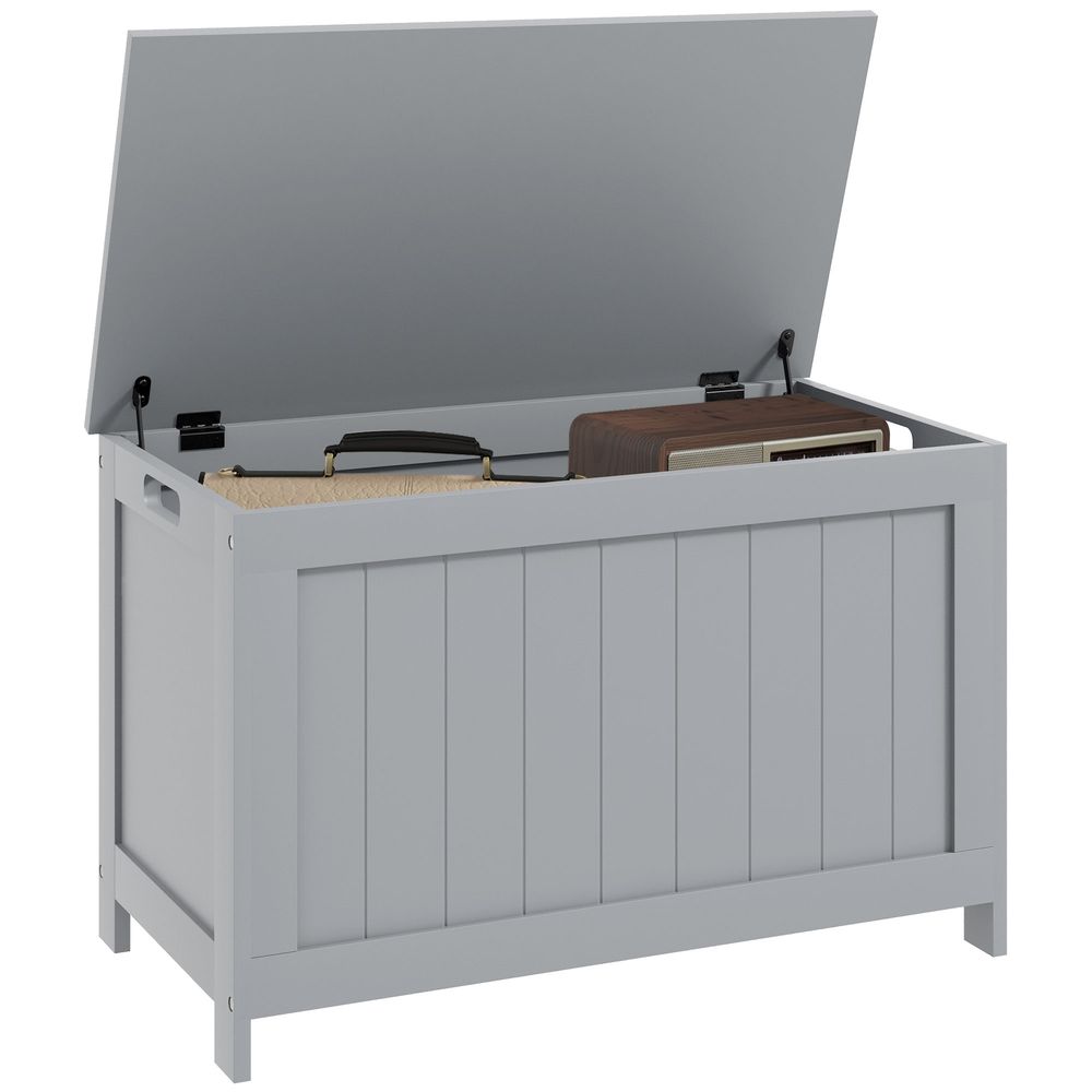 Storage Chest with 2 Safety Hinges, Storage Bench for Living Room - White
