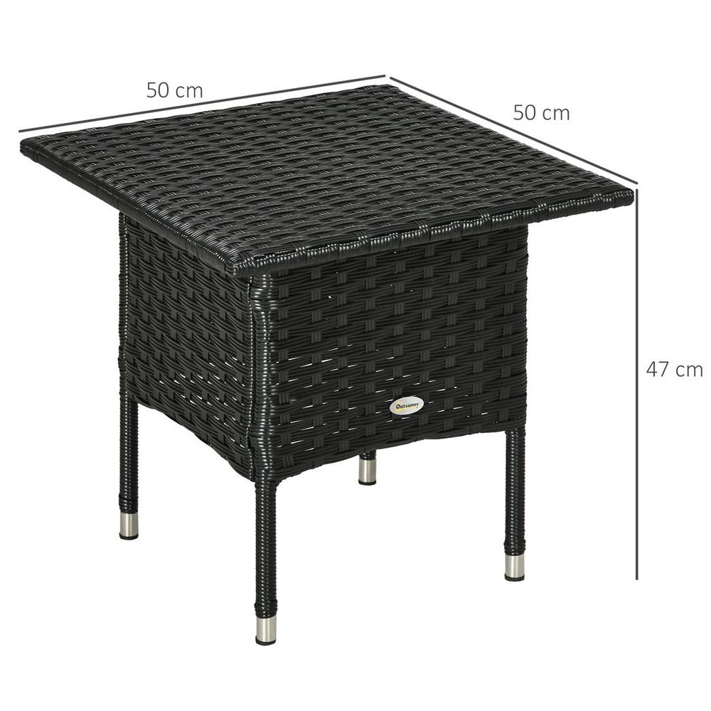 PE Rattan Outdoor Coffee Table, Patio & Garden Black Side Table