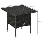 PE Rattan Outdoor Coffee Table, Patio & Garden Black Side Table