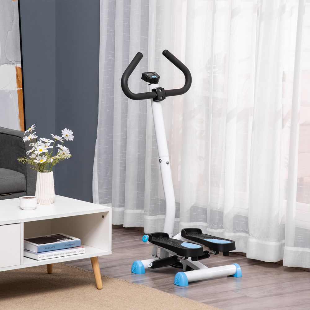 Twister Stepper, Step Machine, Aerobic Exercise Workout Machine w/Adjustable Resistance, LCD Screen and Handlebars - Blue